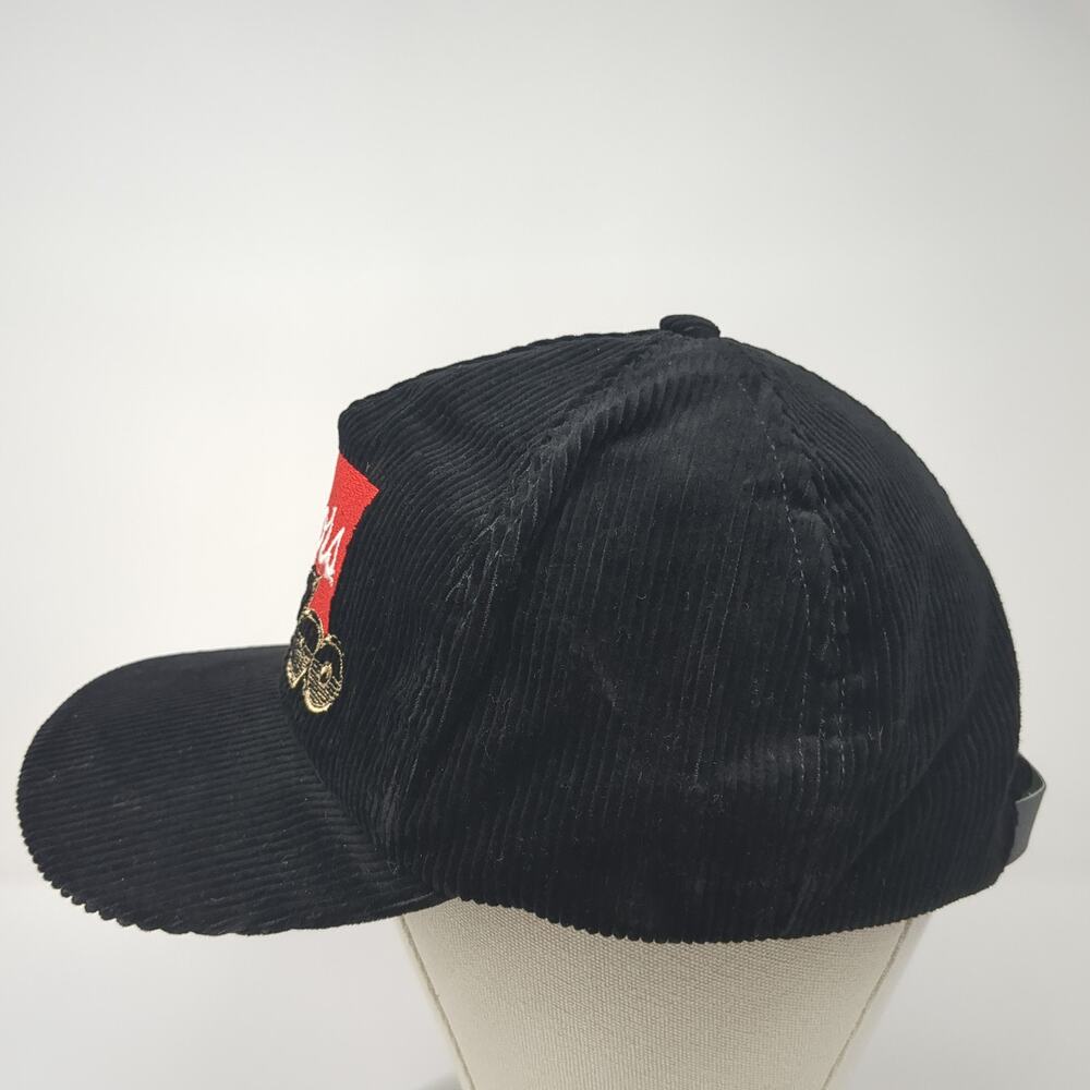 Coors Rodeo Slideback Hat Black One Size Solid Leather Strap Corduroy - Picture 3 of 8